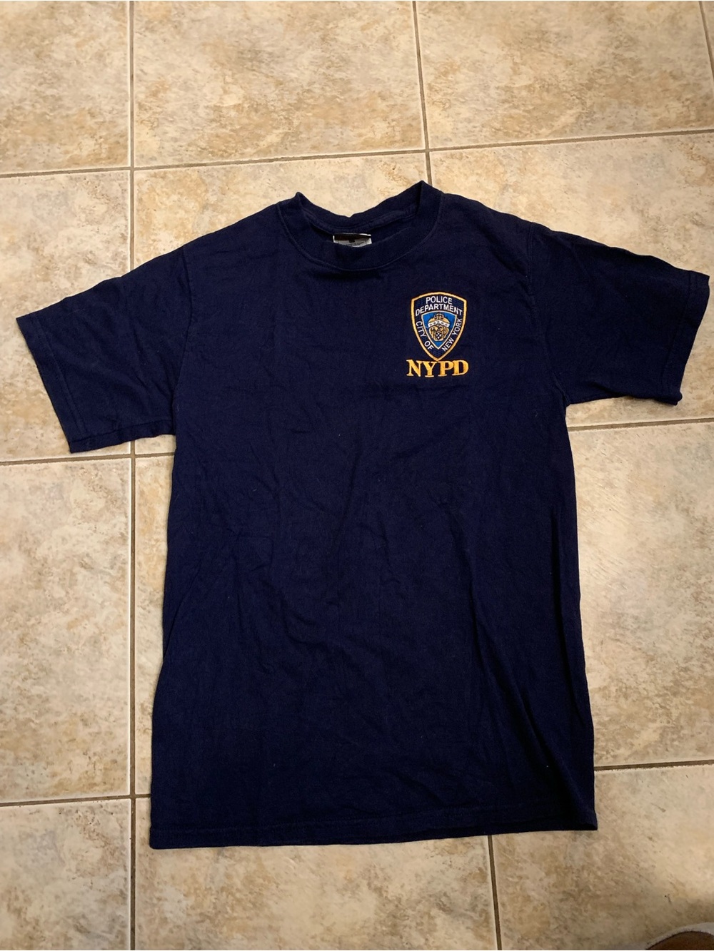 Gildan Navy Short-Sleeve T-Shirt with Gold NYPD Patch